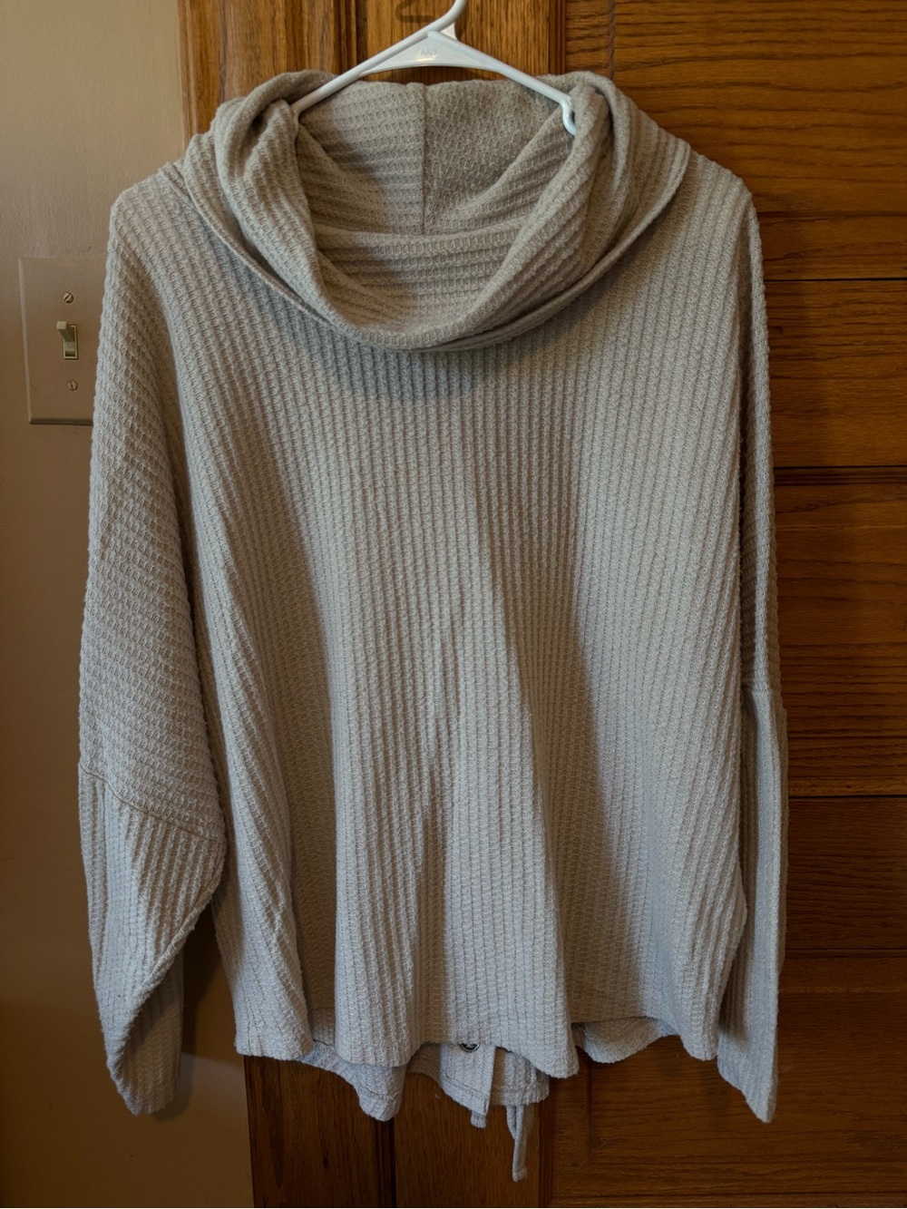 Maurices Waffle Knit Cowl Neck Sweater - Light Beige